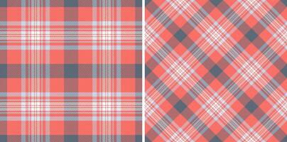 Two vibrant coral and grey plaid patterns, one classic and one diagonal, offer versatile design options for textiles, websites, or packaging. vector