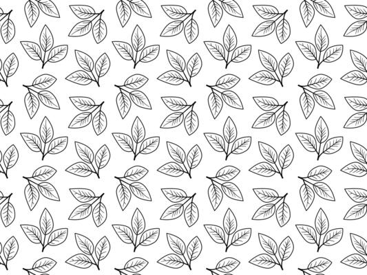 Elegant black and white leaf pattern. Perfect for textile design, wallpaper, packaging, or website backgrounds. Simple yet sophisticated, this repeating design evokes natures calm and beauty.