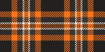 Thin seamless textile, valentines day plaid fabric check. Shabby background texture pattern tartan in black and pumpkin colors. vector