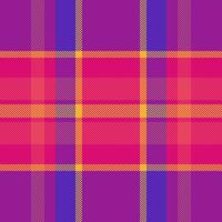 Sample check plaid textile, package texture background. Checking tartan pattern seamless fabric in pink and indigo colors. vector