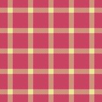 Domestic plaid textile texture, geometric background check tartan. Intricate pattern fabric seamless in red and yellow colors. vector