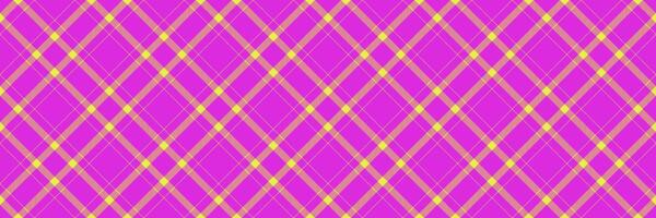 Store check textile plaid, masculine texture pattern . Picnic blanket seamless background tartan fabric in purple and lime colors. vector
