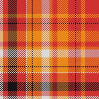 Floor plaid texture pattern, card textile seamless check. Christmas ornament background tartan fabric in red and orange colors. vector