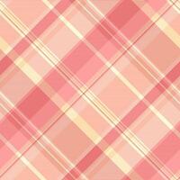 Subtle pink and cream diagonal plaid pattern. Perfect for textile design, website backgrounds, or romantic themed projects. This soft, elegant texture evokes feelings of warmth and comfort. vector