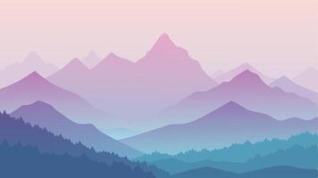 Soft Foggy Mountains Landscape Background with Misty Scenic View vector