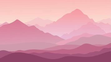 Soft Foggy Mountains Gentle Landscape Background with Misty vector