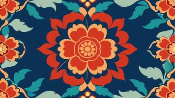 Dense Floral Pattern Inspired by Traditional Design with Elegant Shapes and Colors vector