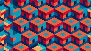 Isometric Cubes Seamless Pattern with a Geometric Design vector