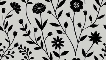 Monochrome Floral Pattern with Drawn Flowers in a Seamless Decorative Design vector