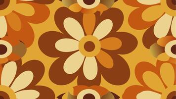 Retro 70s Floral Pattern with Oversized Daisy for Fabric and Wallpaper vector