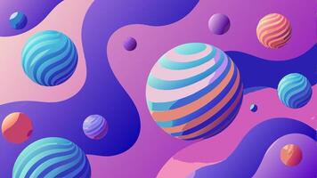 Surreal Pattern with Floating 3D Spheres and Abstract Shape Modern Design vector