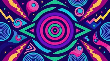 A Vibrant Psychedelic Pattern With Neon Swirls in a Colorful Design vector