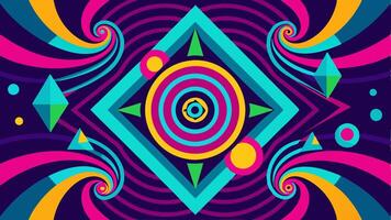 A Vibrant Psychedelic Pattern With Neon Swirls in a Colorful Abstract vector