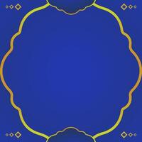 blue gradient social media background with islamic ornament and frame vector