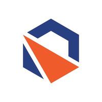Orange Triangle Swoosh Hexagonal Logo Template Illustration Design. EPS 10. vector