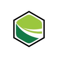 Green Hexagon Shape with Swoosh Logo Template Illustration Design. EPS 10. vector