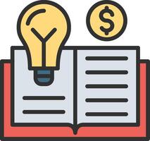 An open book with a light bulb and dollar sign vector