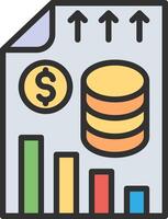 A stack of money and a bar graph vector