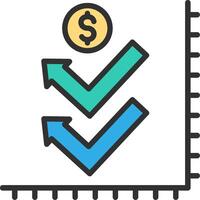 A dollar sign and arrow pointing up vector