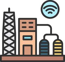 A factory with a wifi signal and a tower vector