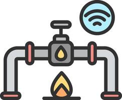 A wifi icon with a fire and a water pipe vector