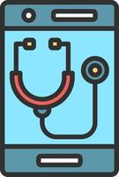 A stethoscope is connected to a phone vector