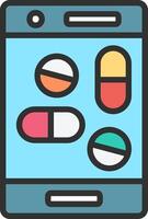 Pills on a smartphone icon vector