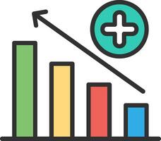 A bar chart with an arrow going up vector