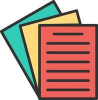 A stack of papers with a red, green and yellow color vector