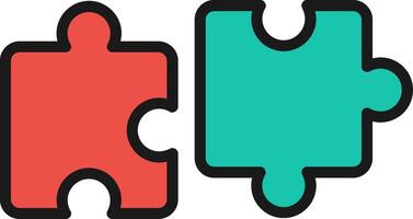 Two puzzle pieces with one red and one green vector