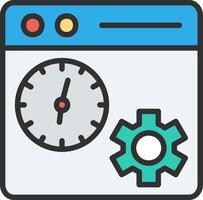 A clock and gear icon on a computer screen vector