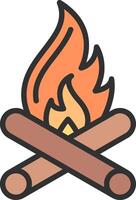 A campfire with two logs and a flame vector