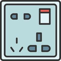 A blue and white electrical outlet with a red button vector