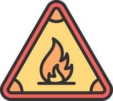 A warning sign with a fire in it vector