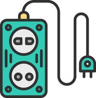 An electrical outlet with two plugs and a cord vector