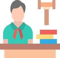 A man sitting at a desk with a gavel and books vector
