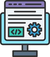 A computer screen with a blue and green icon vector