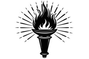 A Simple black and white torch graphic design vector