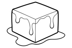A Simple black and white drawing of a dripping cake slice vector