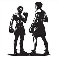 Two men in boxing gloves standing next to each other vector