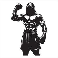 A silhouette of a man in a boxing ring vector