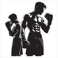 Two men in boxing gloves standing next to each other vector