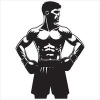 A silhouette of a man in boxing gear vector