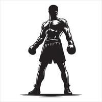 Silhouette of a boxer with gloves on vector