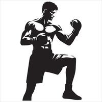 A silhouette of a man in boxing stance vector