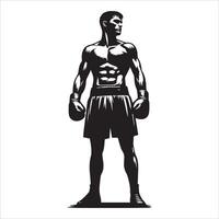A silhouette of a boxer standing in front of a white background vector
