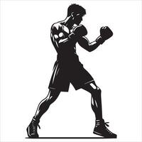 Silhouette of a boxer in action vector