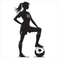 Silhouette of a soccer player with ball vector