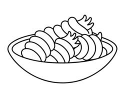 Simple Line Art Illustration of Pasta in a Bowl vector
