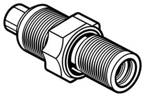 A Detailed technical drawing of a threaded pipe fitting. vector